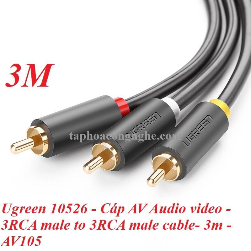 Ugreen 10526 3M màu Đen Cáp âm thanh Bông sen 3 ra 3 dương AV105 30010526